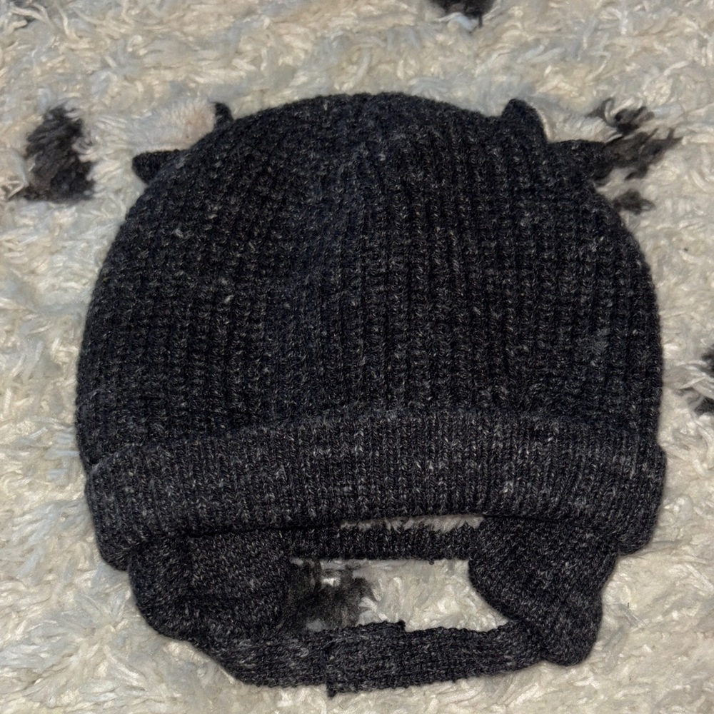 Gray Knit Hat lined with Sherpa fleece with Ear Details